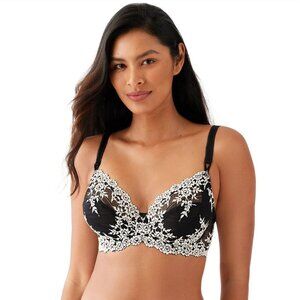 Wacoal Embrace Lace 65191 Black & Beige Floral Lace Underwire Bra Size 34DDD/E